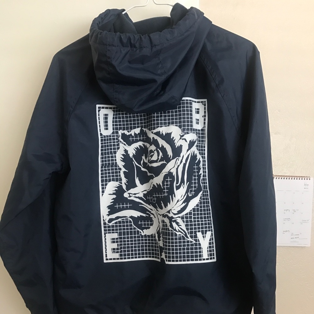 Women’s navy blue Obey windbreaker